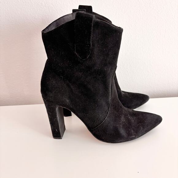 Chinese Laundry x Kristin Cavallari Heeled Ankle Boots Sz 8.5 Black Faux Suede - Picture 2 of 11
